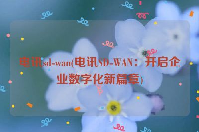 电讯sd-wan(电讯SD-WAN：开启企业数字化新篇章)